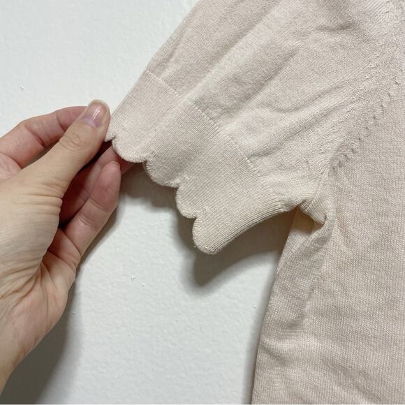 Kate Spade Light Pink Short Sleeved Scallop Detail Sweater - Picture 4 of 7